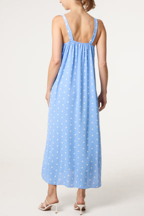 Side Split Gold Chain Strap Polka Dot Dress