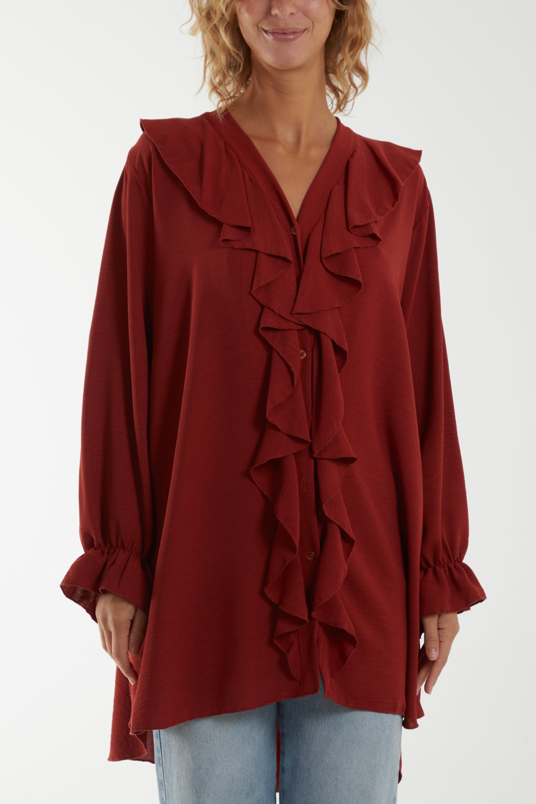 Flounce Poly Crepe Oversized Shirt