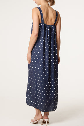 Side Split Gold Chain Strap Polka Dot Dress