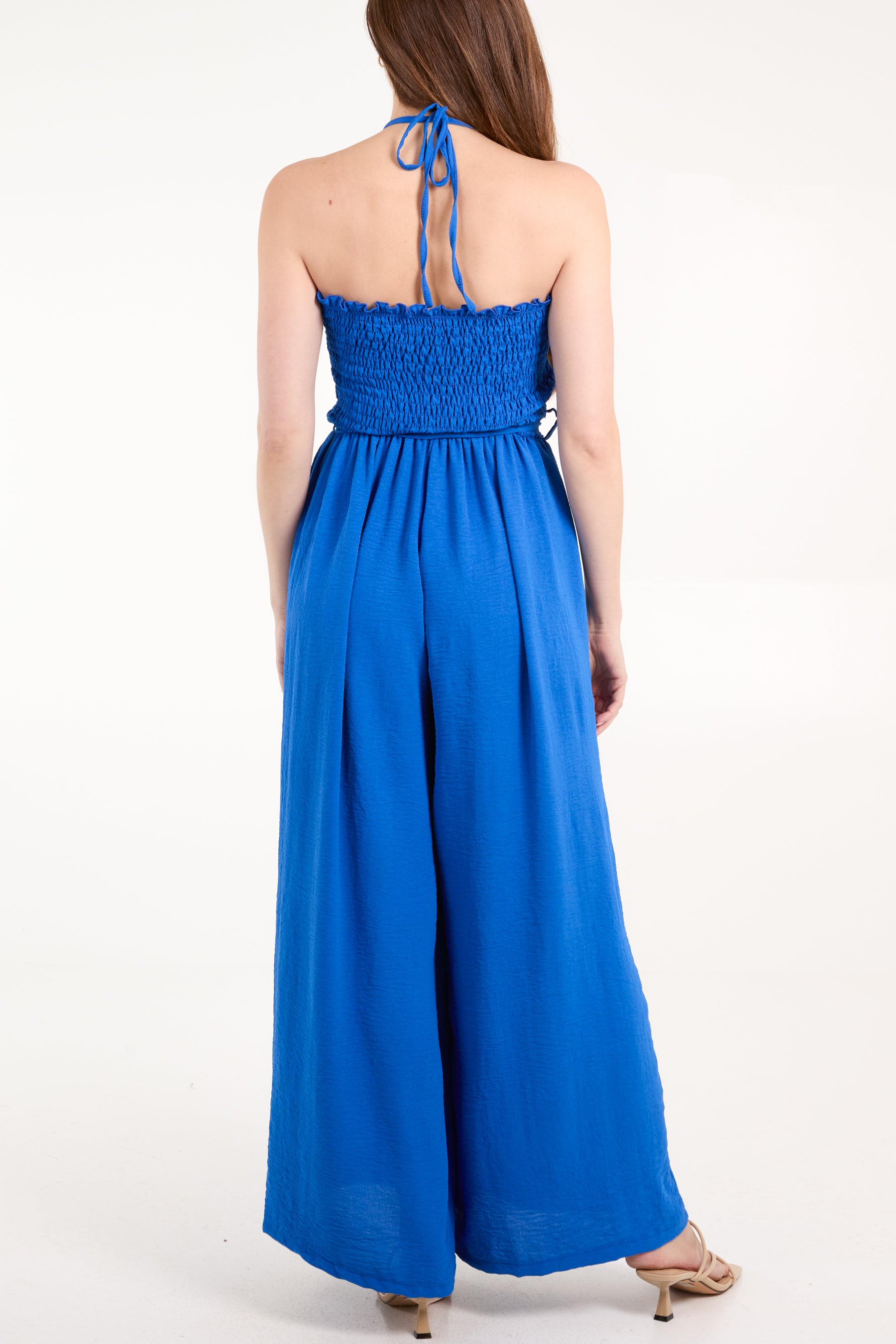 Bandeau Halterneck Shirred Bodice Jumpsuit