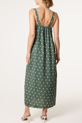 Side Split Gold Chain Strap Polka Dot Dress