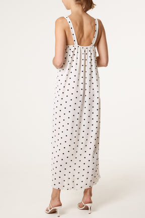 Side Split Gold Chain Strap Polka Dot Dress