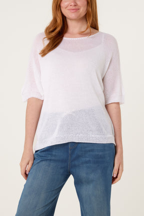 Fine Knit Net Short Sleeve Top