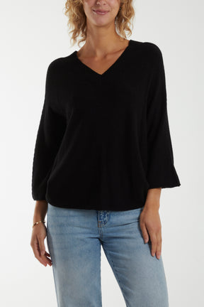 Cropped Soft Touch 3/4 Sleeve Jumper