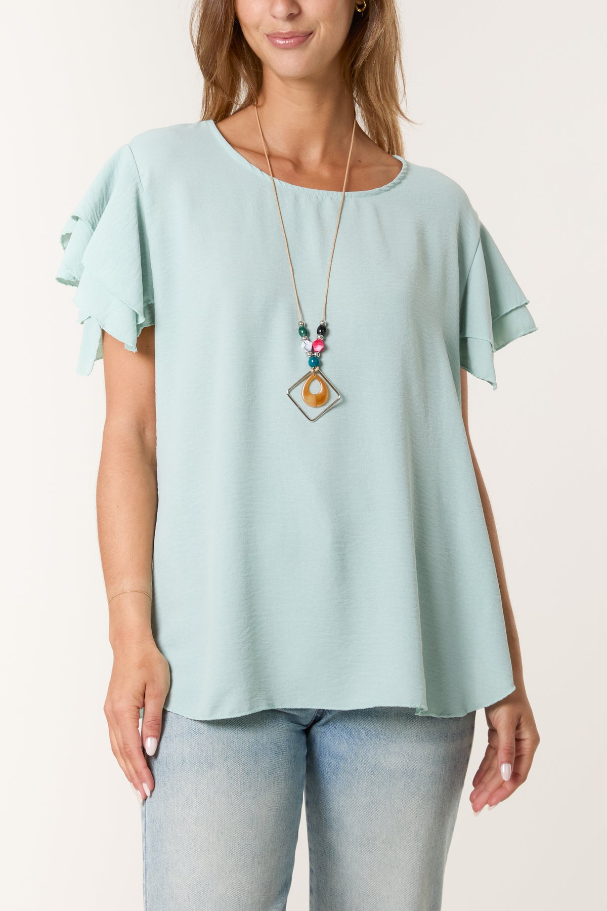 Flutter Sleeve Necklace Top