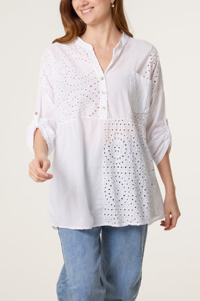 Broderie Anglaise Sequin Pocket Shirt