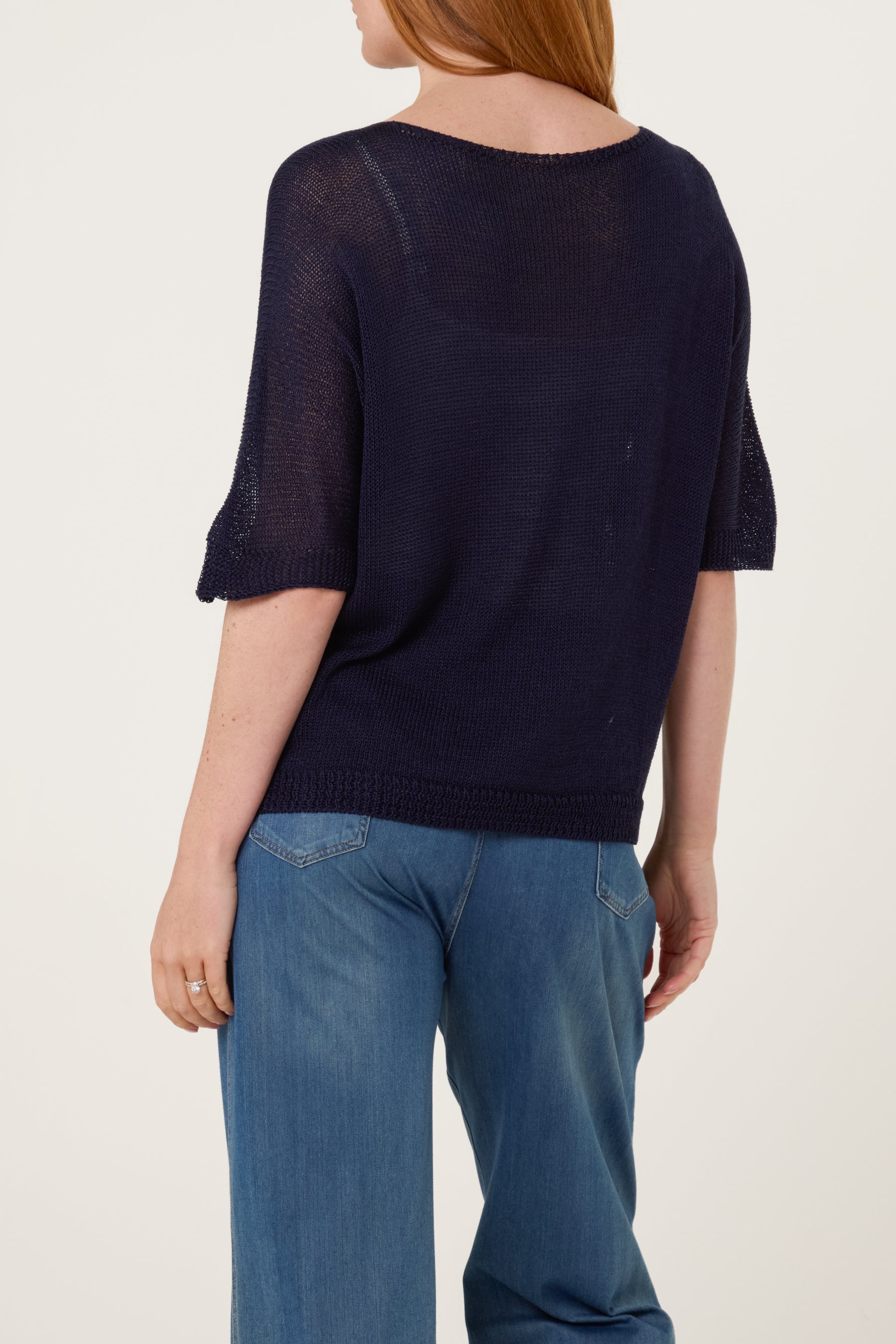 Fine Knit Net Short Sleeve Top