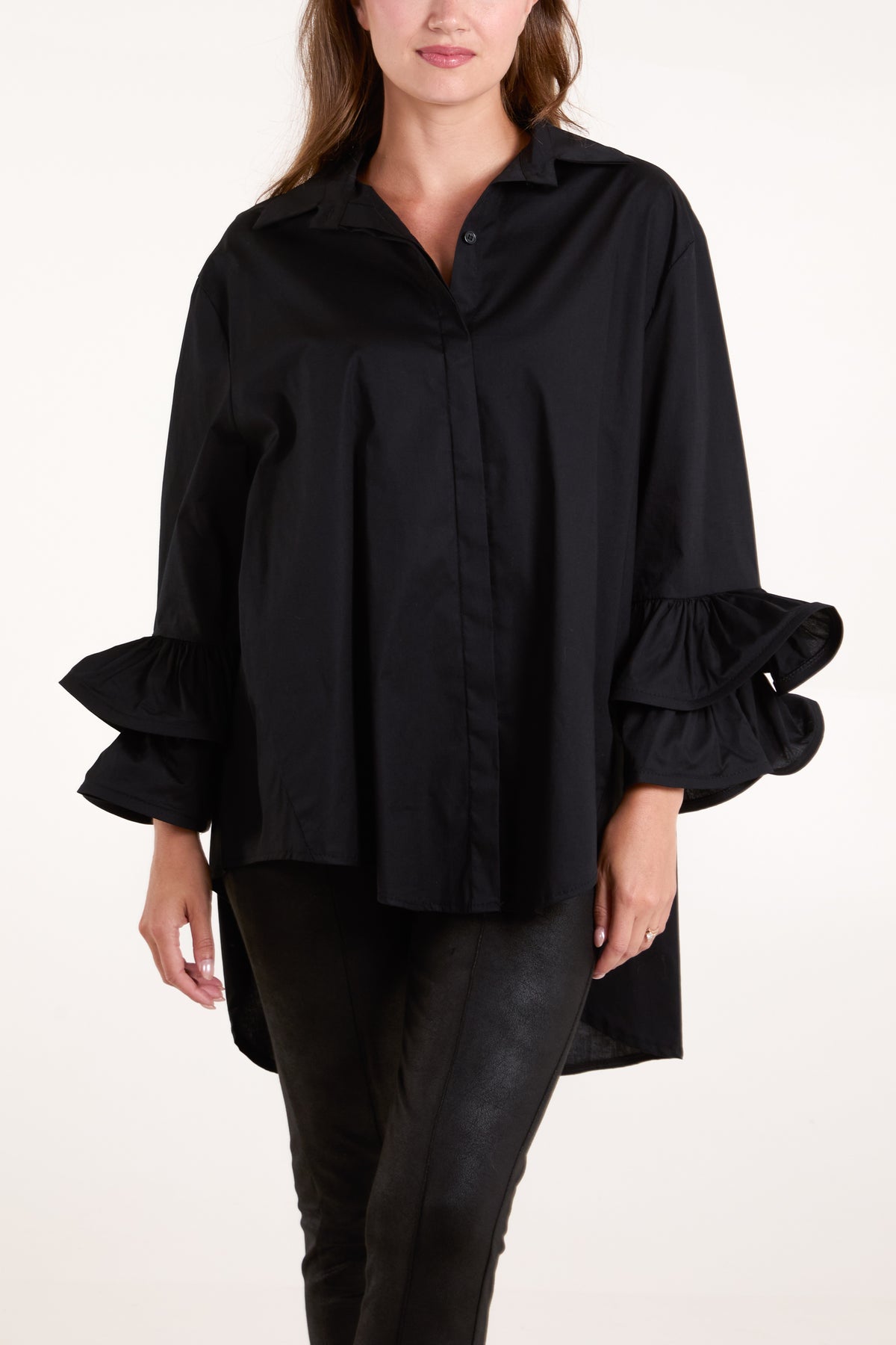 Double Layer Frill Sleeve Shirt