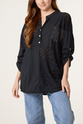Broderie Anglaise Sequin Pocket Shirt
