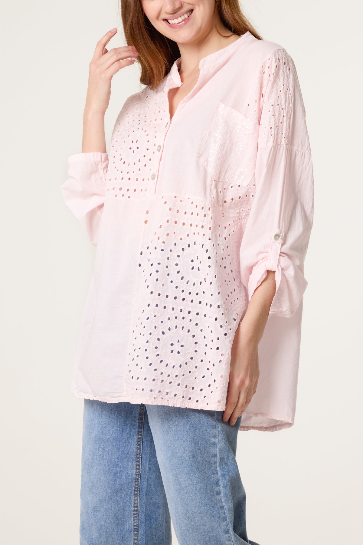 Broderie Anglaise Sequin Pocket Shirt