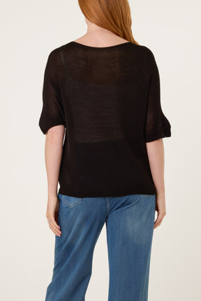 Fine Knit Net Short Sleeve Top