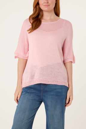 Fine Knit Net Short Sleeve Top