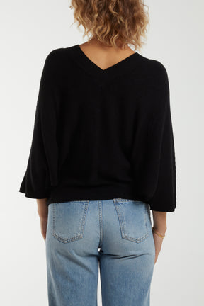 Cropped Soft Touch 3/4 Sleeve Jumper
