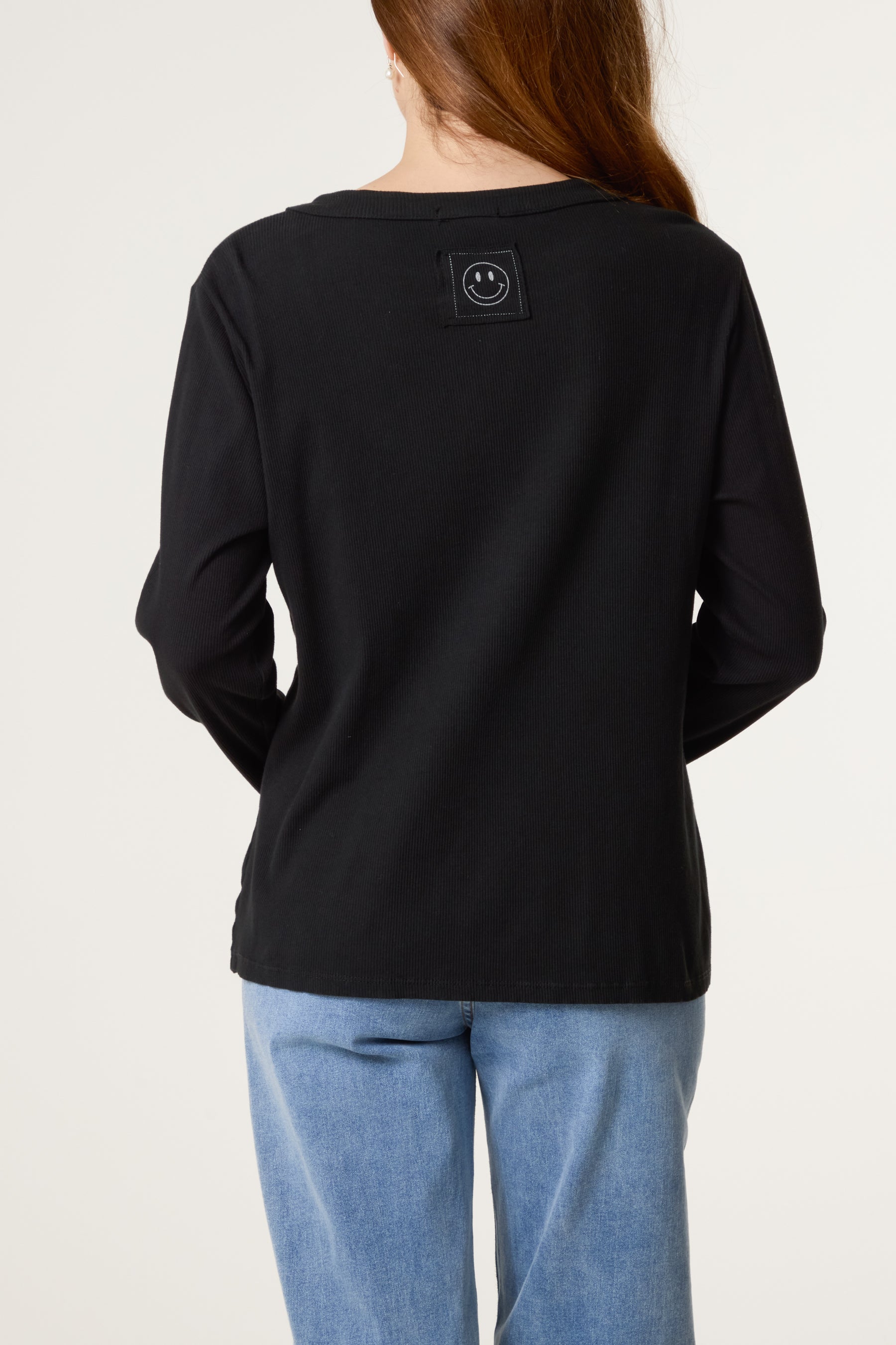 Smiley Face Back Long Sleeve Top