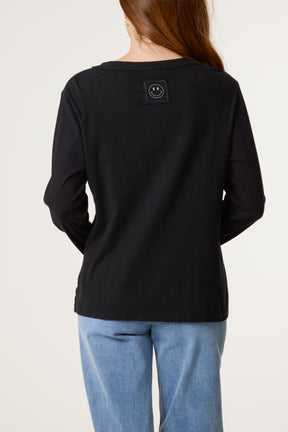 Smiley Face Back Long Sleeve Top