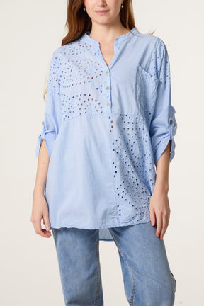 Broderie Anglaise Sequin Pocket Shirt