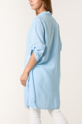 Button Details Longline Cotton Top