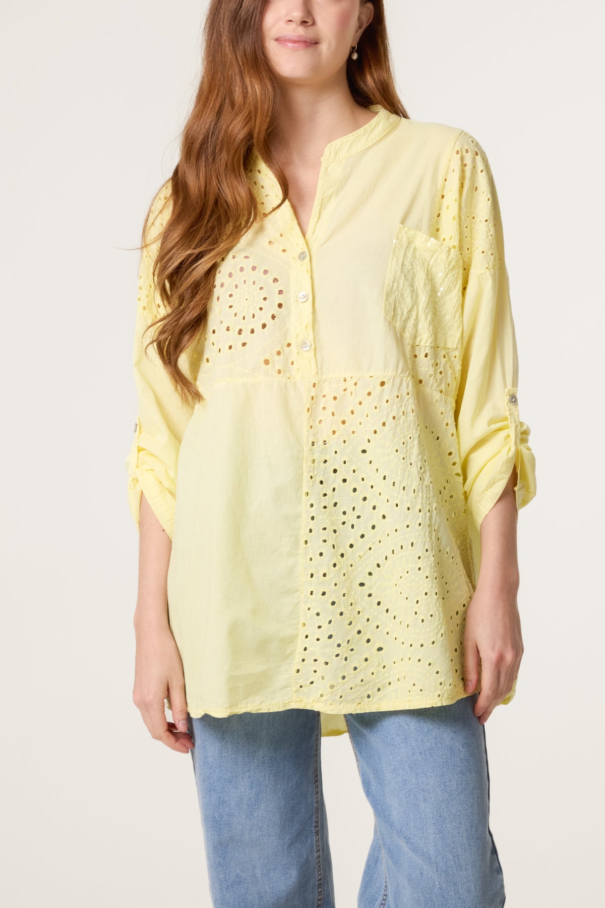 Broderie Anglaise Sequin Pocket Shirt