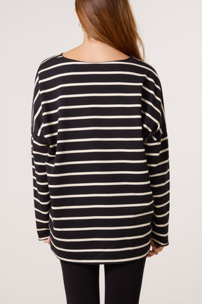Striped V-Neck Long Sleeve Top