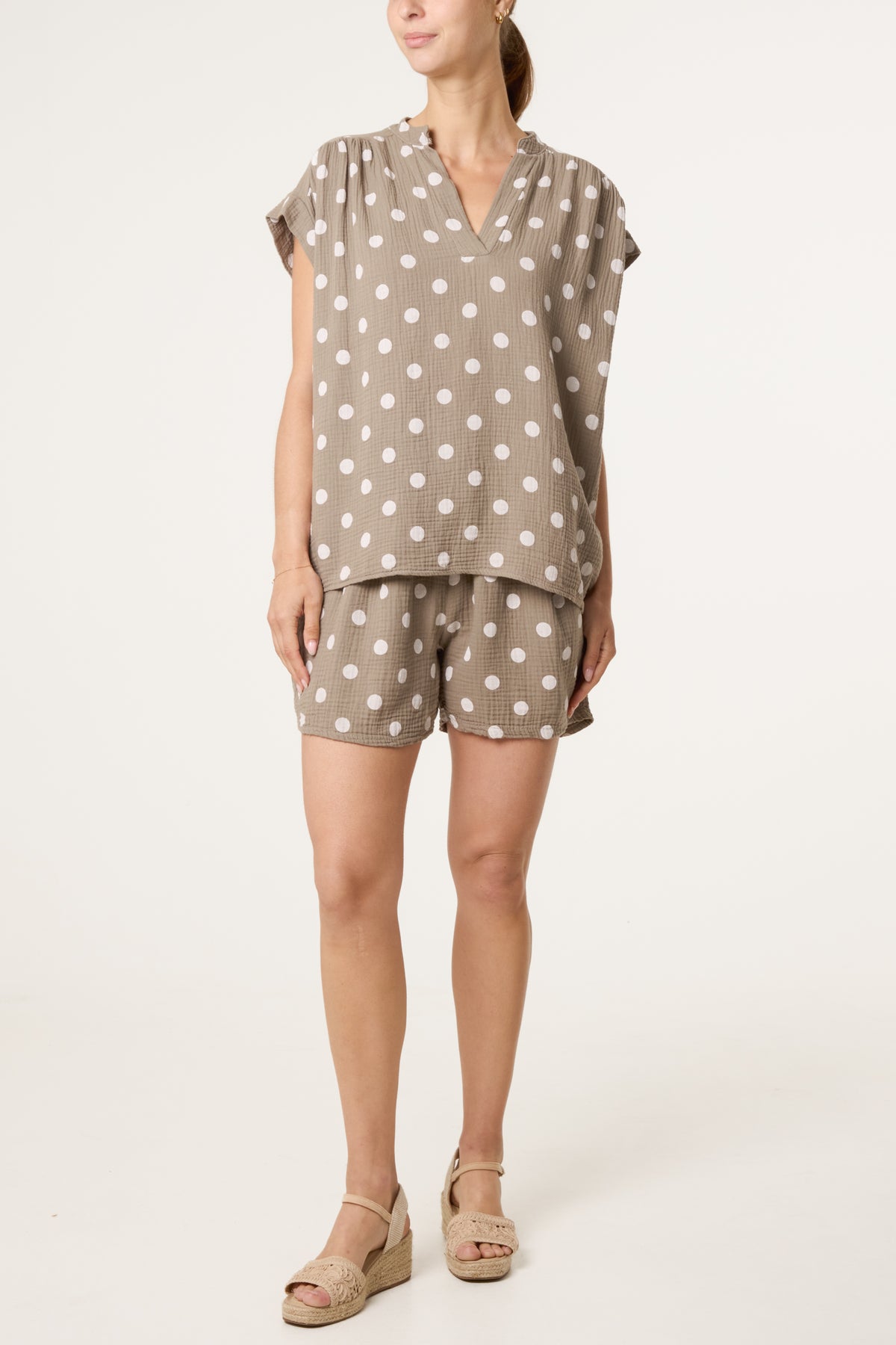 Polka Dot Top & Shorts Cotton Set