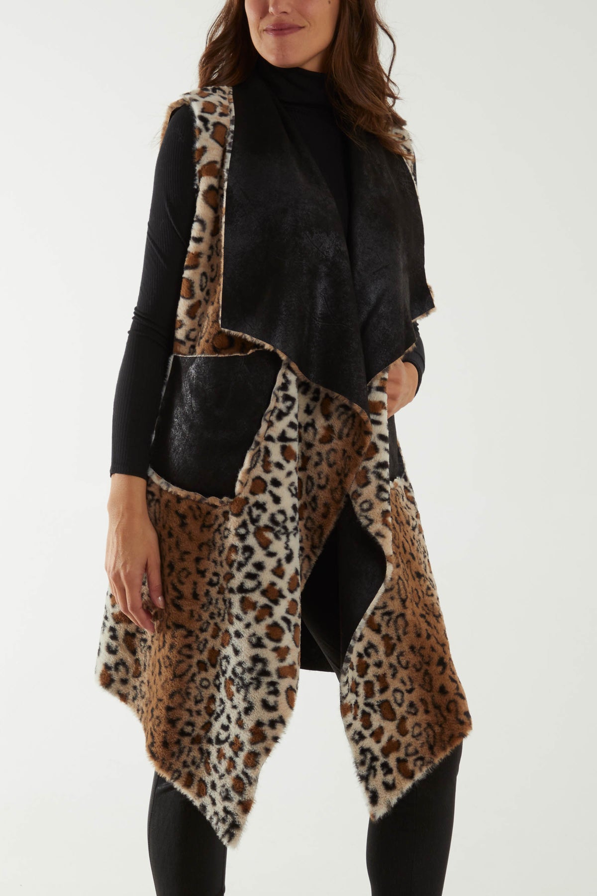Leopard Fur Reversible Sleeveless Jacket