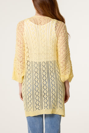 Diamond Knit Open Cardigan