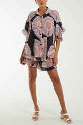Mandala Plisse Frill Hem Co-Ord Set