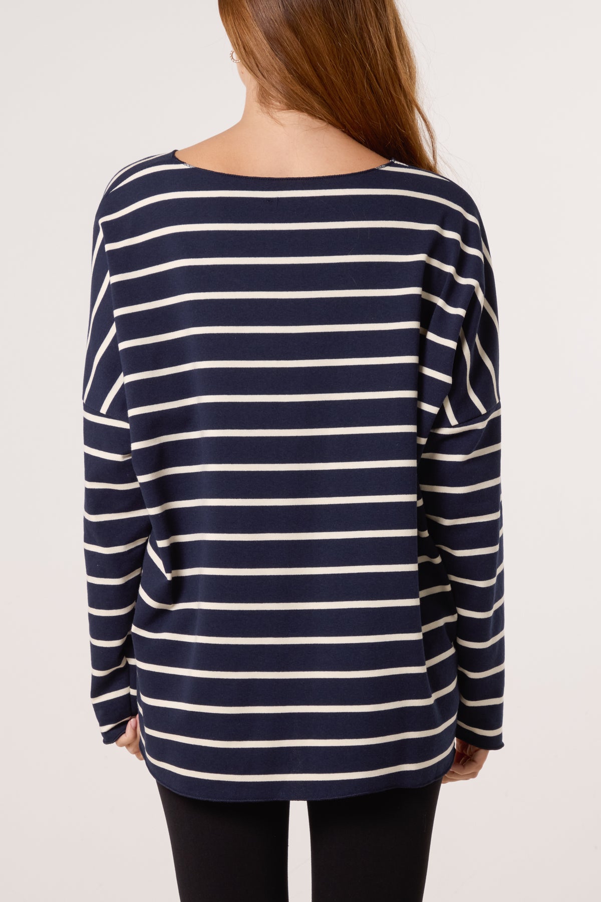 Striped V-Neck Long Sleeve Top