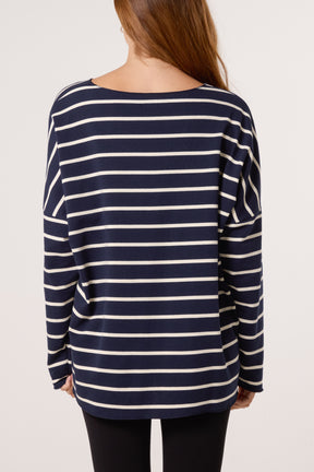 Striped V-Neck Long Sleeve Top