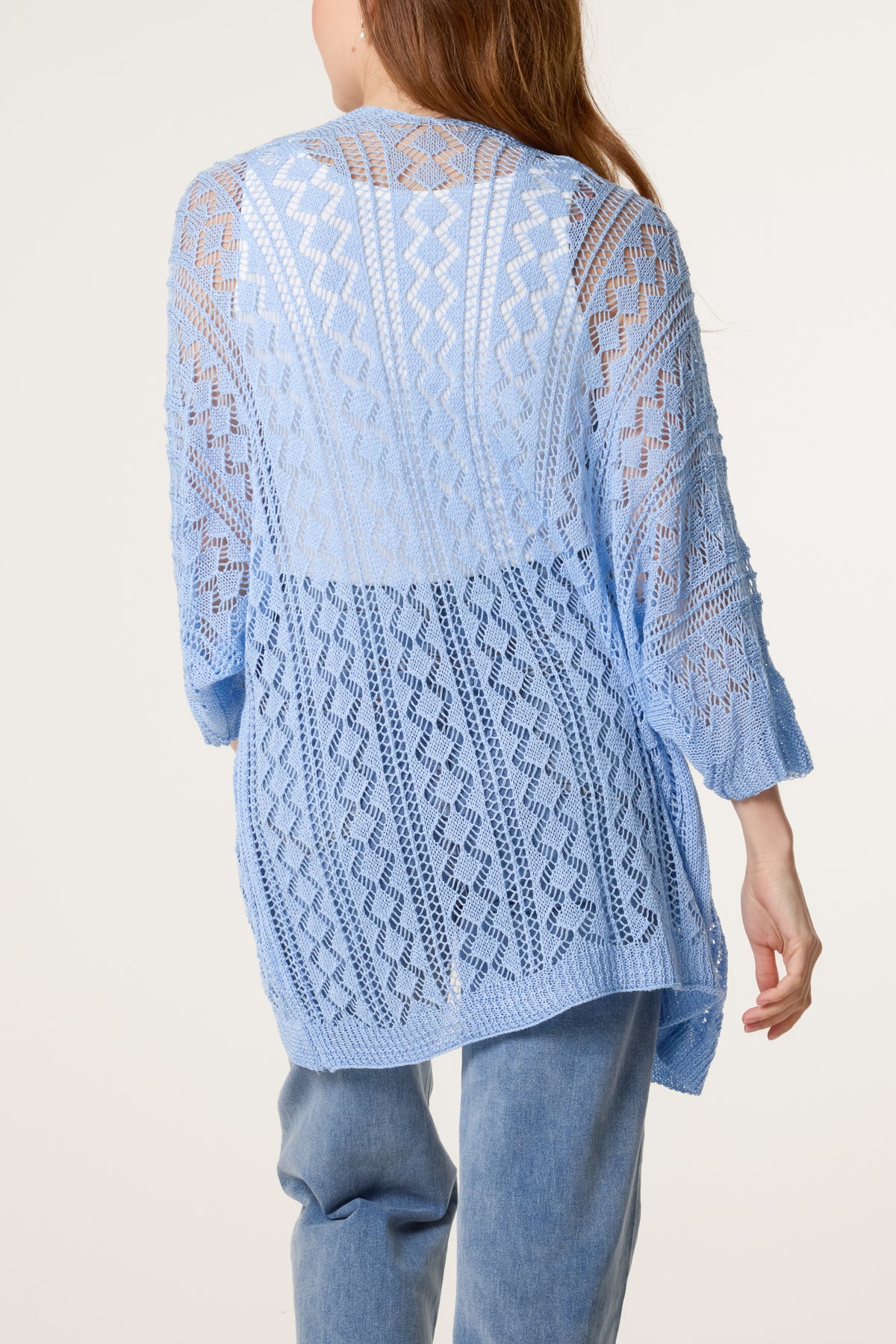 Diamond Knit Open Cardigan