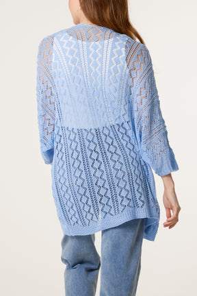 Diamond Knit Open Cardigan