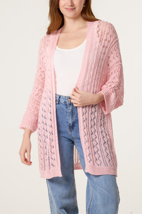 Diamond Knit Open Cardigan