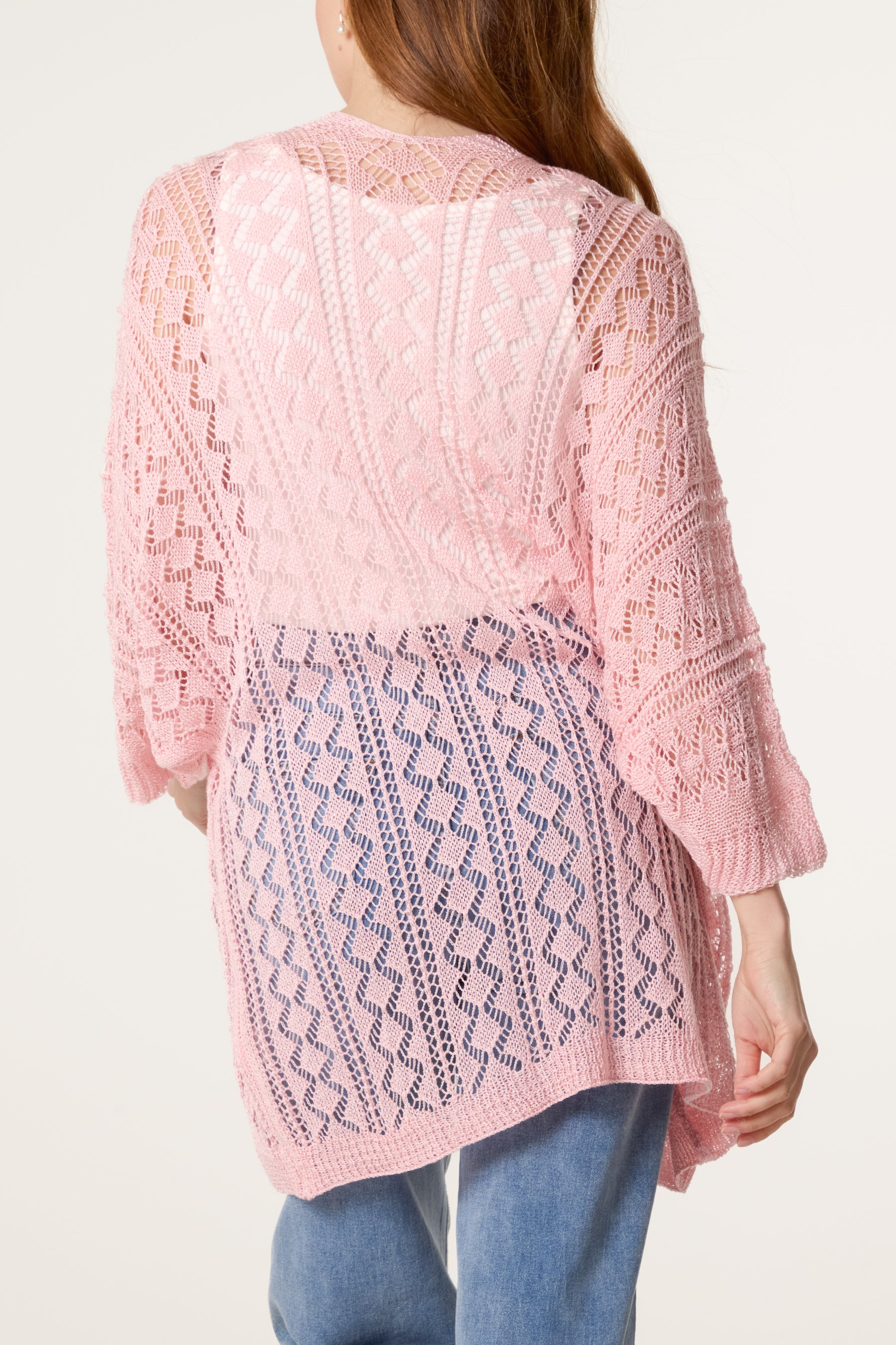 Diamond Knit Open Cardigan
