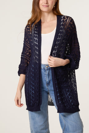 Diamond Knit Open Cardigan