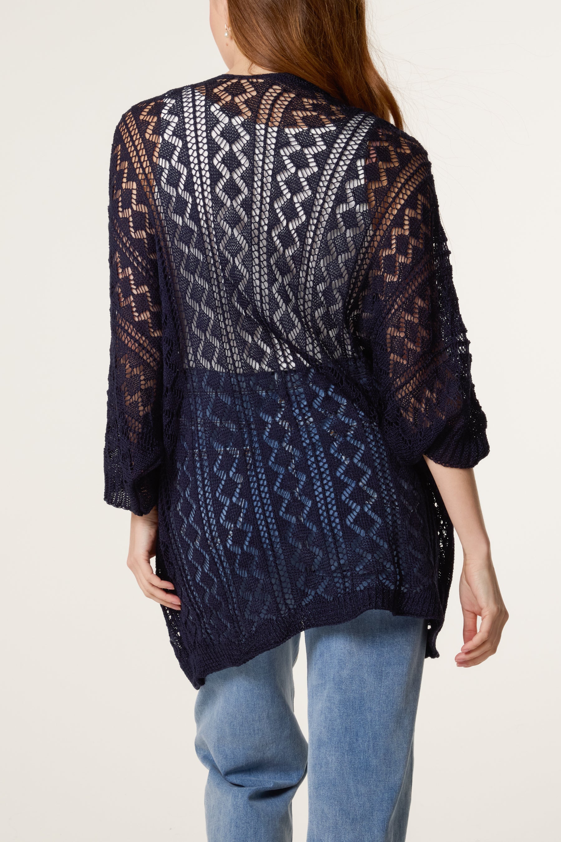 Diamond Knit Open Cardigan