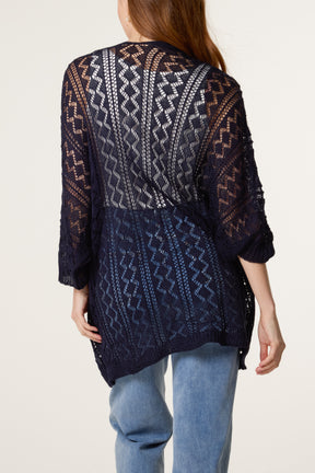 Diamond Knit Open Cardigan