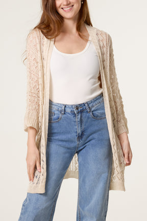 Diamond Knit Open Cardigan