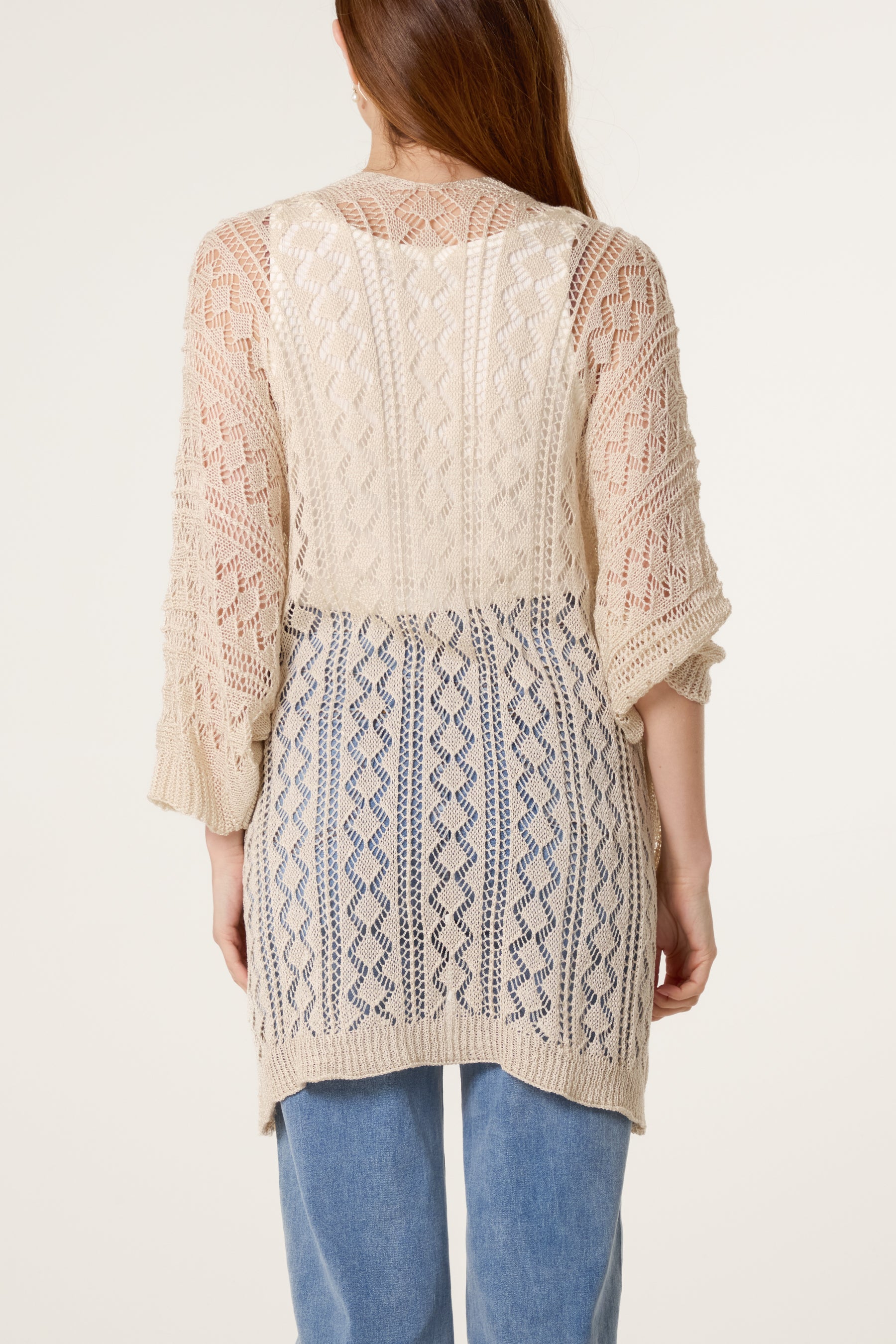 Diamond Knit Open Cardigan