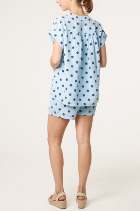 Polka Dot Top & Shorts Cotton Set