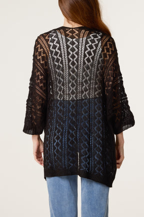 Diamond Knit Open Cardigan