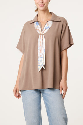 Scarf Tie Collar Shirt