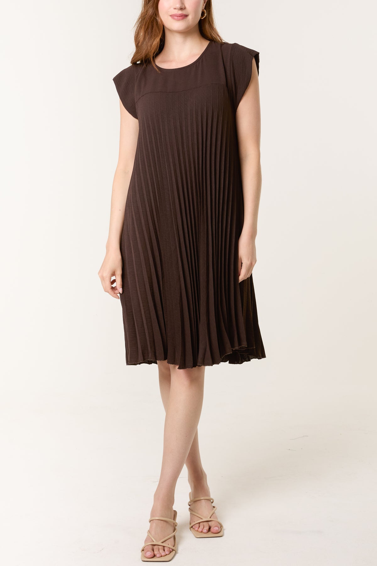 Cap Sleeve Pleated Mini Dress