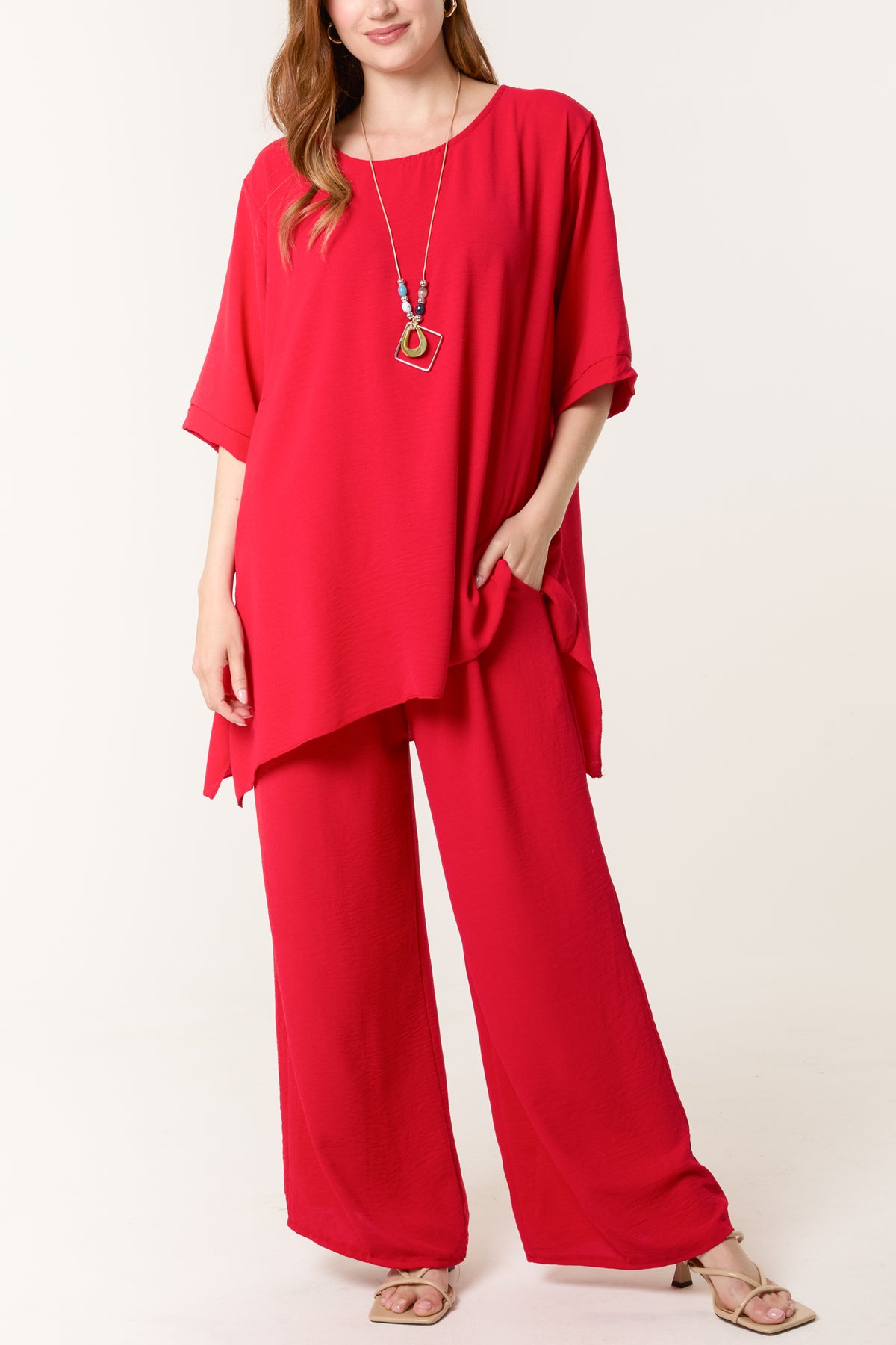 Oversized Necklace Top & Trouser Set