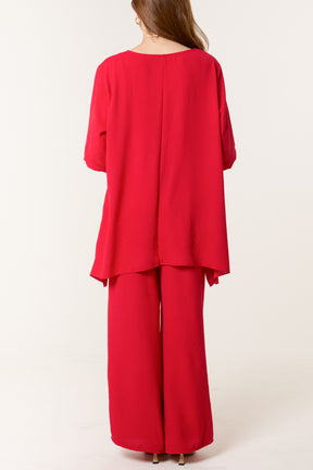 Oversized Necklace Top & Trouser Set