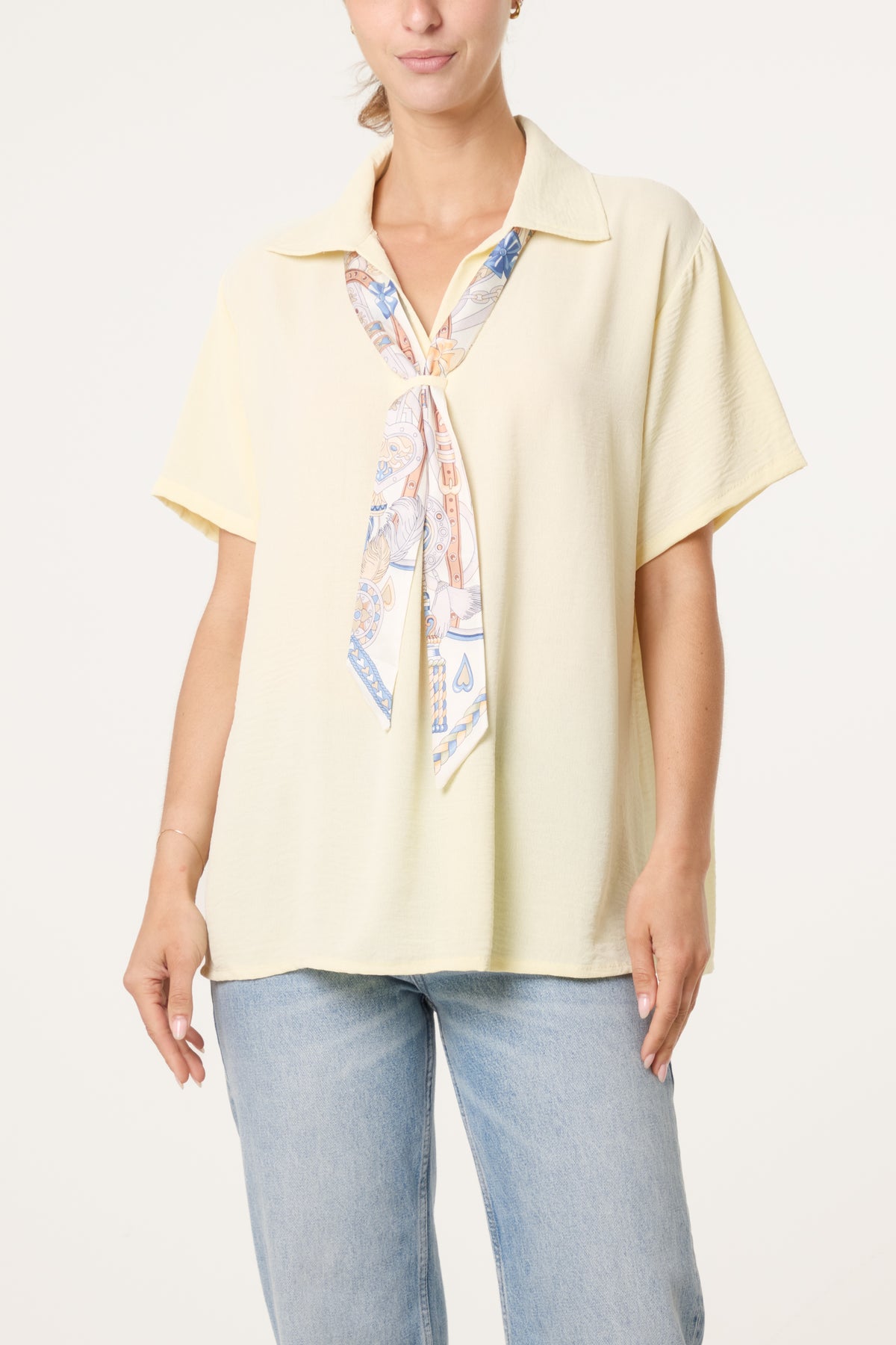 Scarf Tie Collar Shirt