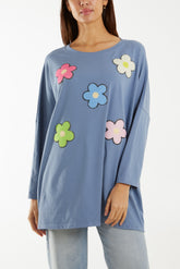 Multicolour Fluffy Daisy Long Sleeve Top