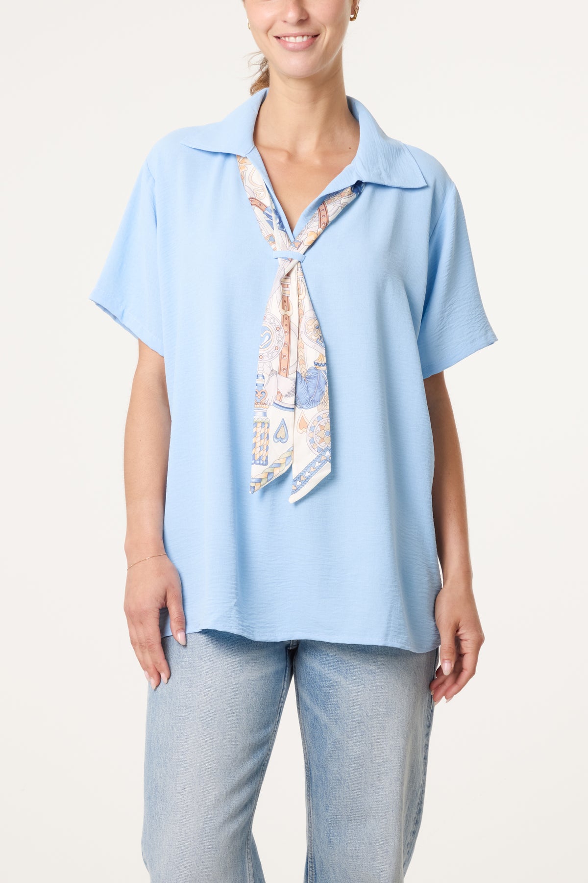 Scarf Tie Collar Shirt
