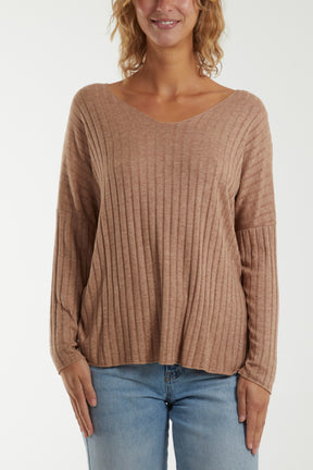 V-Neck Ribbed Jumper