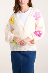 Multi Colour Flower Knit Cardigan