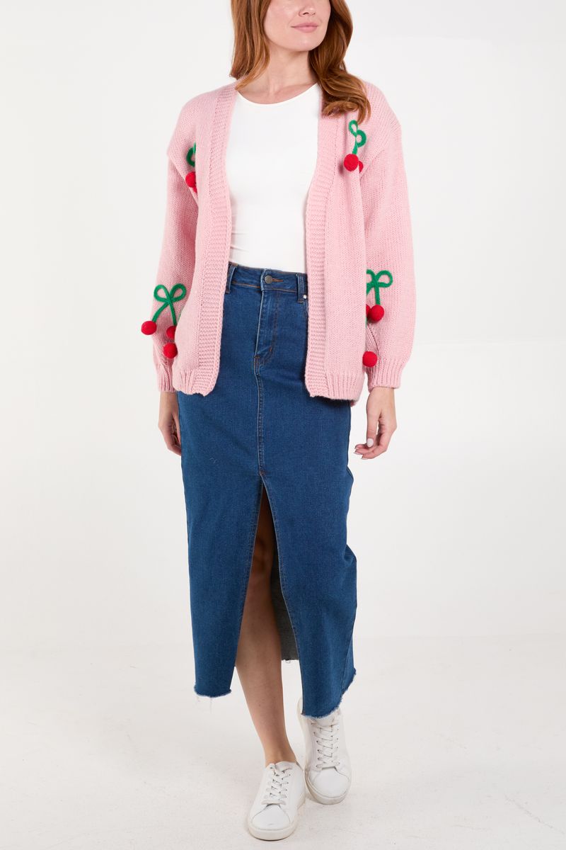 Cherry Embroidery Knit Cardigan